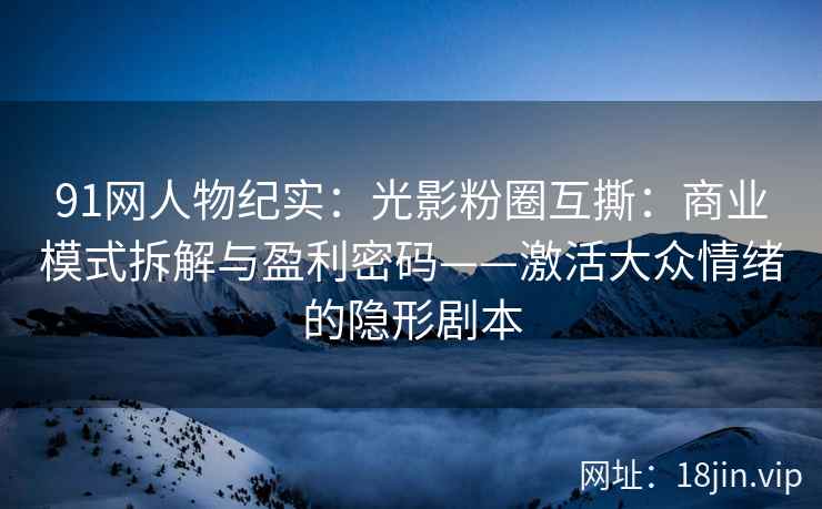 91网人物纪实：光影粉圈互撕：商业模式拆解与盈利密码——激活大众情绪的隐形剧本